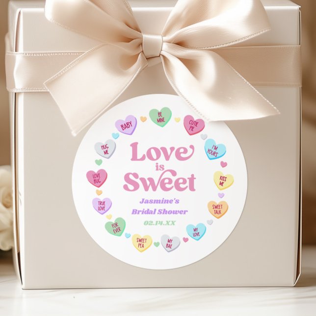 Sticker Rond L'amour est doux Saint-Valentin Bonbons Réception  (Créateur téléchargé)