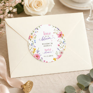 Sticker Rond L'amour est en fleurs Chic Floral Rose Personnalis