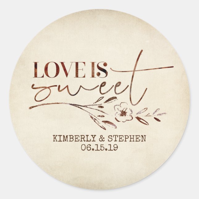 Sticker Rond L'amour est la faveur du mariage doux (Devant)