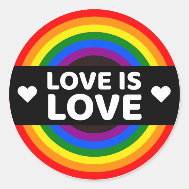 Sticker Rond L'amour est l'amour - Fierté LGBT (Devant)