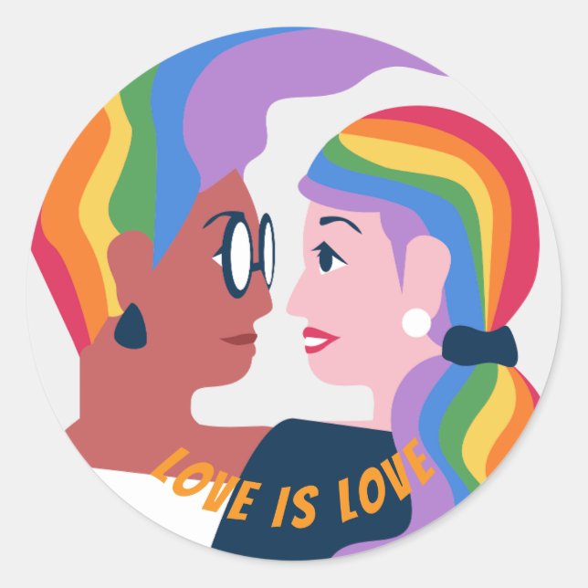 Sticker Rond L'amour est l'amour Fierté Saint-Valentin (Devant)