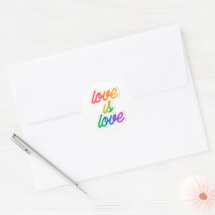 Sticker Rond L'amour est l'amour LGBT