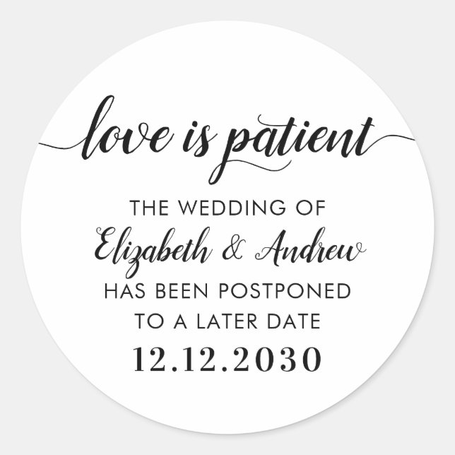 Sticker Rond L'amour est le Mariage de la date de modification  (Devant)