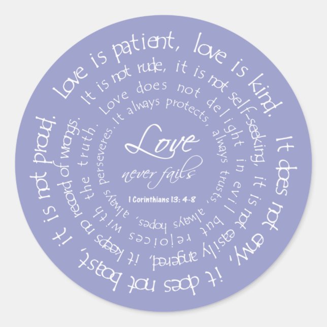 Sticker Rond L'amour est l'écriture patient Lavender Mariage Se (Devant)