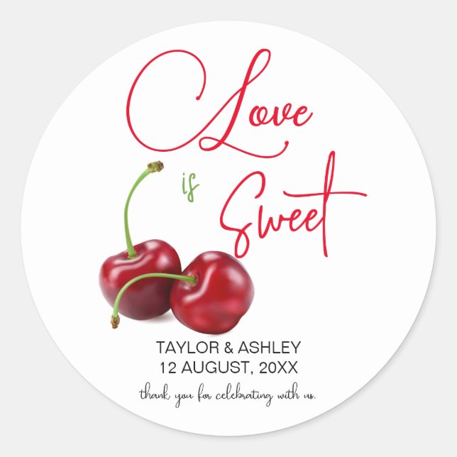 Sticker Rond L'amour est Mariage de fruits de cerise douce (Devant)