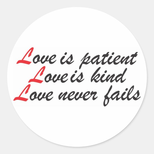Sticker Rond L'amour est patient (Devant)