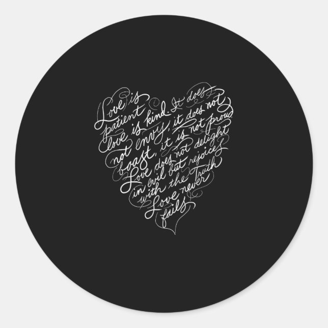 Sticker Rond L'amour est patient, l'amour est doux, inspiration (Devant)