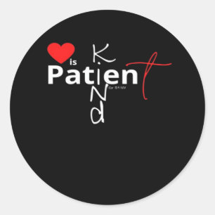 Sticker Rond L'amour est patient, l'amour est gentil, cœur clas