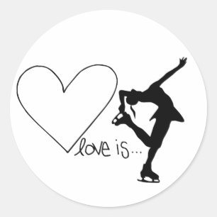 Sticker Rond L'amour est patinage artistique, patineur de fille