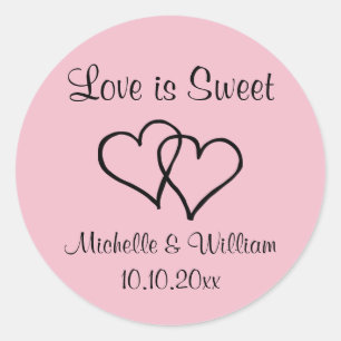 Sticker Rond L'amour est sucré Parti de mariage personnalisé