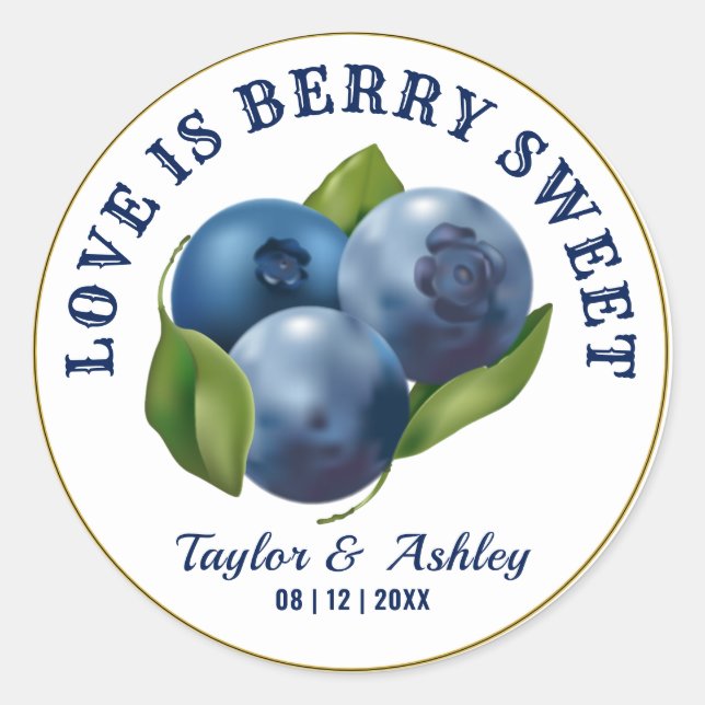 Sticker Rond L'amour est un fruit bleu mûr | Mariage (Devant)