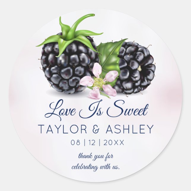 Sticker Rond L'Amour Est Un Fruit De Blackberry Sucré | MARIAGE (Devant)