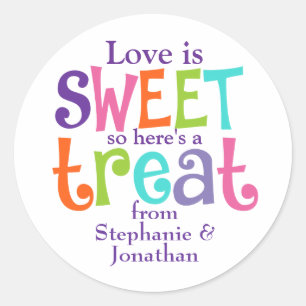 Sticker Rond L'Amour Est Un Mariage Sucré Faveur
