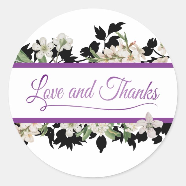 Sticker Rond L'amour et les remerciements floraux (Devant)