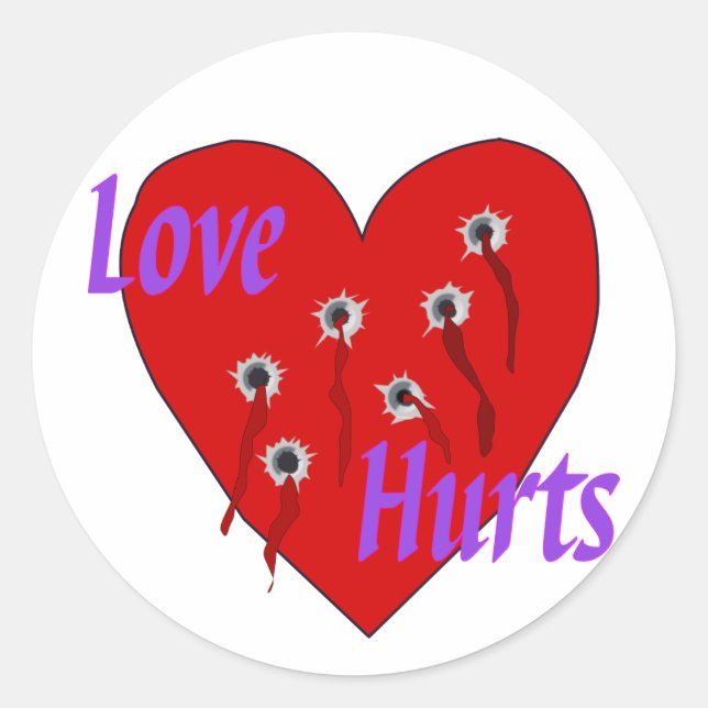 Sticker Rond L'amour fait mal (Devant)