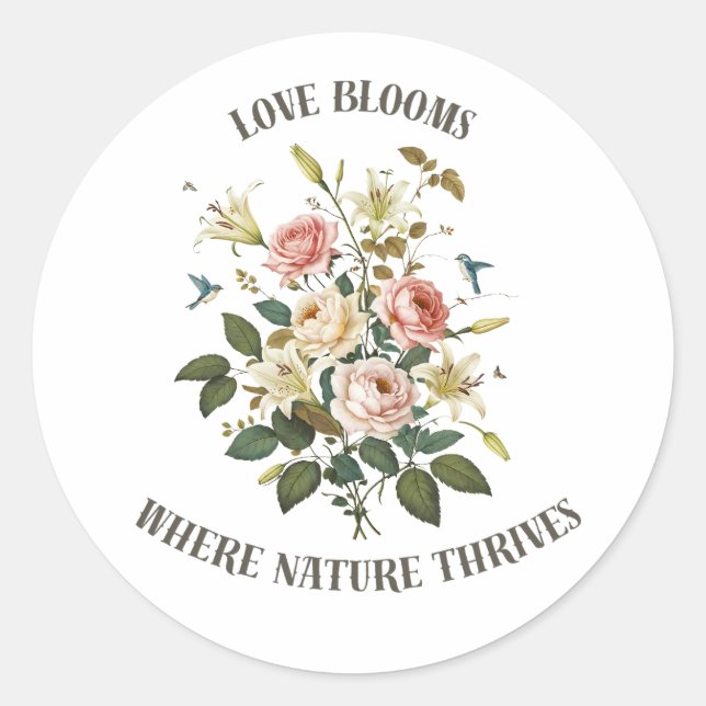 Sticker Rond L'amour fleurit avec la nature (Devant)