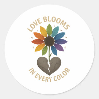Sticker Rond L'amour fleurit dans chaque couleur