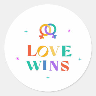 Sticker Rond L'amour gagne Rainbow