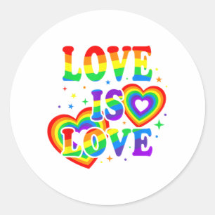 Sticker Rond L'amour LGBTQ est l'amour Fierté gay Drapeau arc-e