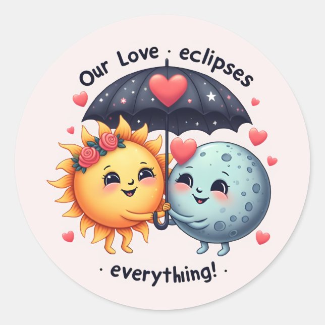 Sticker Rond L'amour mignon Éclipse Tout Adorable (Devant)