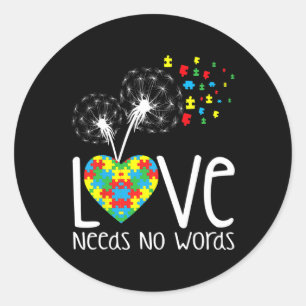Sticker Rond L'amour n'a pas besoin de mots Sensibilisation sur