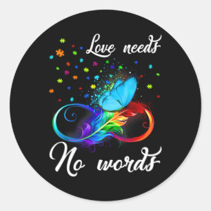 Sticker Rond L'amour n'a pas besoin de mots Sensibilisation sur