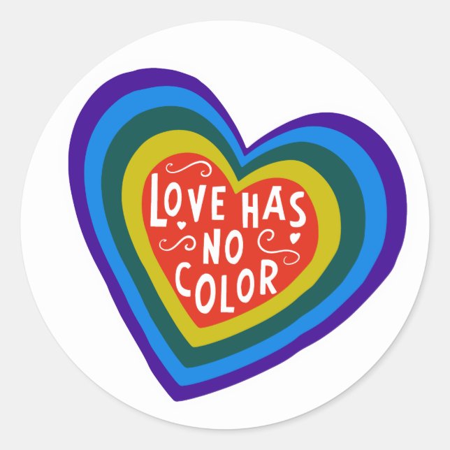 Sticker Rond L'Amour N'A Pas De Couleur Anti-Racisme/Discrimina (Devant)