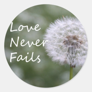 Sticker Rond L'amour ne manque jamais Pissenlit 1 Corinthiens 1