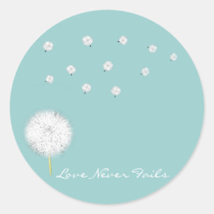 Sticker Rond L'amour ne manque jamais Pissenlit 1 Corinthiens 1