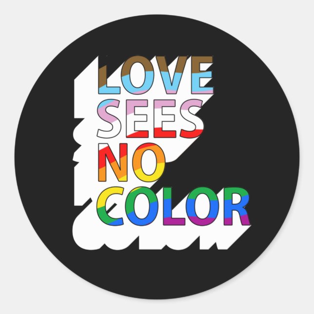Sticker Rond L'amour ne voit aucune couleur (Devant)
