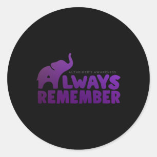 Sticker Rond L'amour n'oublie jamais Alzheimer Elephant