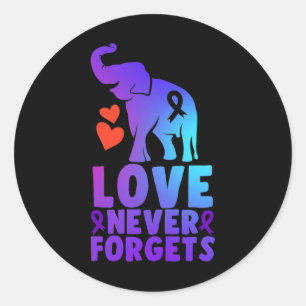 Sticker Rond L'amour n'oublie jamais Alzheimer Elephant 1