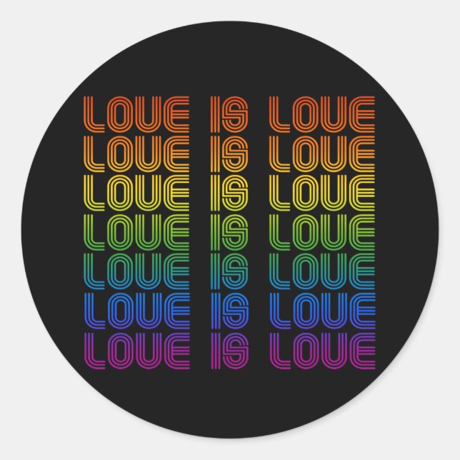 Sticker Rond L'amour rétro est de l'amour (Devant)