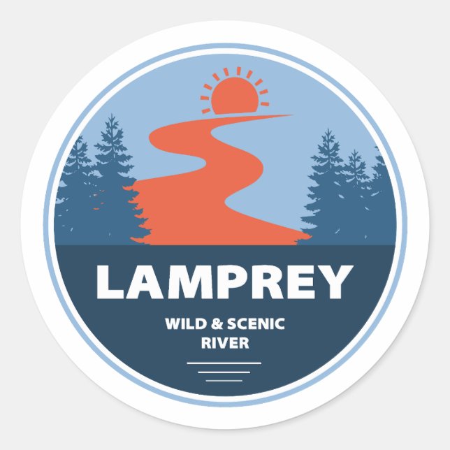 Sticker Rond Lamproy Wild Et Pittoresque River New Hampshire (Devant)