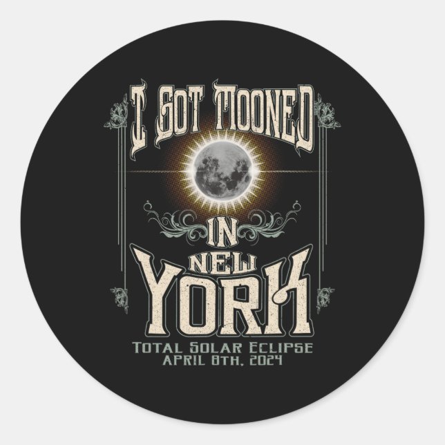 Sticker Rond Lancé À New York Total Solar Eclipse 2024 (Devant)