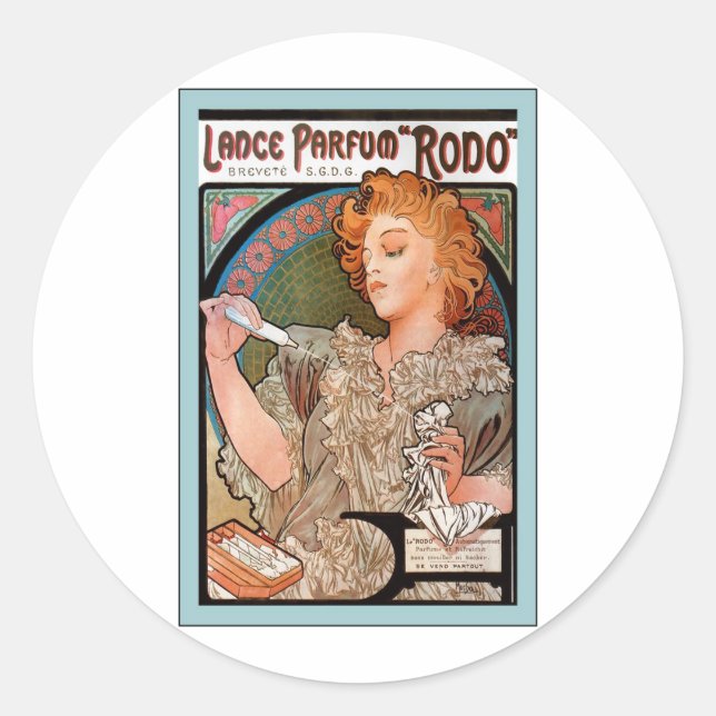 Sticker Rond Lance Parfum ~ Rodo ~ Alphonse Mucha (Devant)