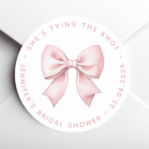 Sticker Rond Lancement de Cérémonie de Mariage Nœud Rose Elle s