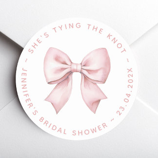 Sticker Rond Lancement de Cérémonie de Mariage Nœud Rose Elle s