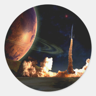 Sticker Rond Lancement de fusée