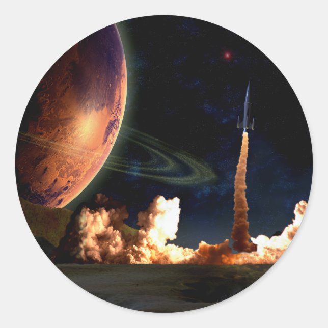 Sticker Rond Lancement de fusée (Devant)
