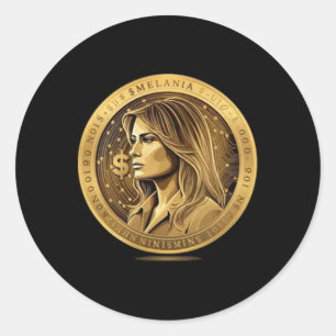 Sticker Rond Lancement de la monnaie Trump et Melania Meme Coin