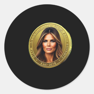 Sticker Rond Lancement de la monnaie Trump et Melania Meme Coin