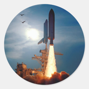 Sticker Rond Lancement de la navette spatiale Discovery par la
