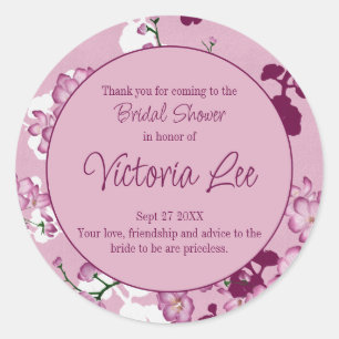 Sticker Rond Lancement de Mariage aux Fleurs de Cerisier Roses
