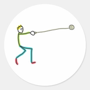 Sticker Rond Lancer du marteau Stickman