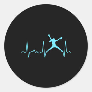 Sticker Rond Lanceur de softball bleu clair Rythme cardiaque -