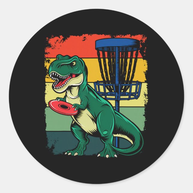 Sticker Rond Lanceur Récréatif de Dinosaure T Rex Frisbee Dino  (Devant)
