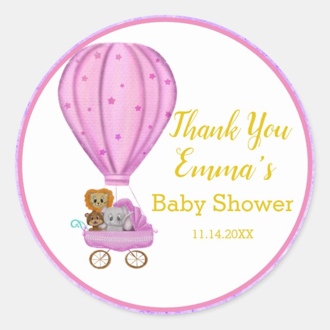 Sticker Rond Landau de bébé montgolfière Merci (Devant)
