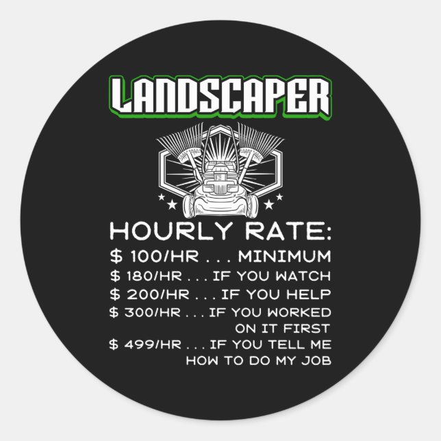 Sticker Rond Landscaping Grass Care Pelouse Mower (Devant)