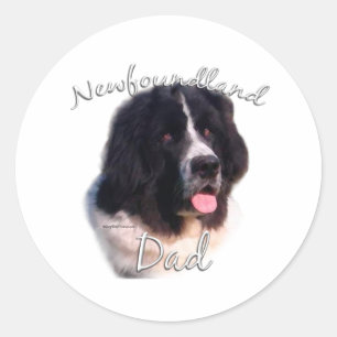 Sticker Rond Landseer Terre-Neuve Papa 2, Newfie Papa, Newf Pap